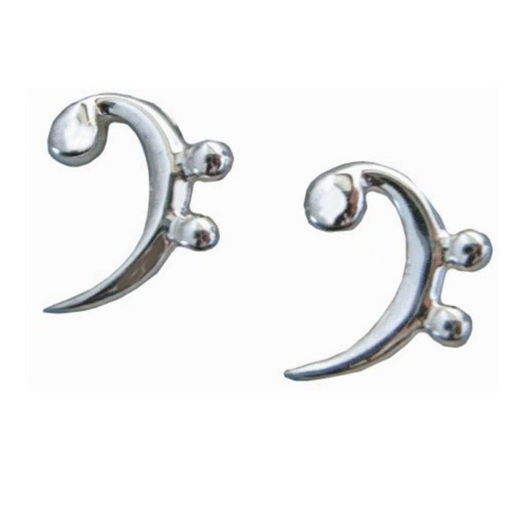 Sterling Silver Bass Clef Earrings